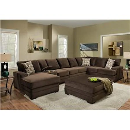 Contemporary Sectional Sofa with 6 Seats and Console